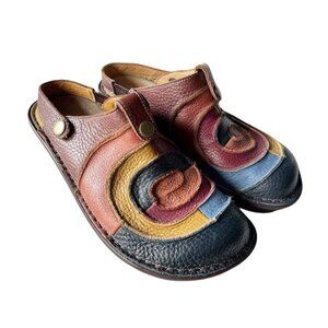 Spring Step Lollipop Womens EU 40 US 9 / 9.5 Brown Red Blue Leather Clogs Mules
